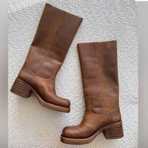 JEFFREY CAMPBELL Reflect Moto Platform Boots in Tan Natural